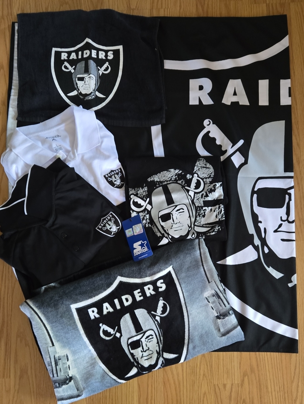 Oakland Raiders Black & White Logo Apparel Bundle